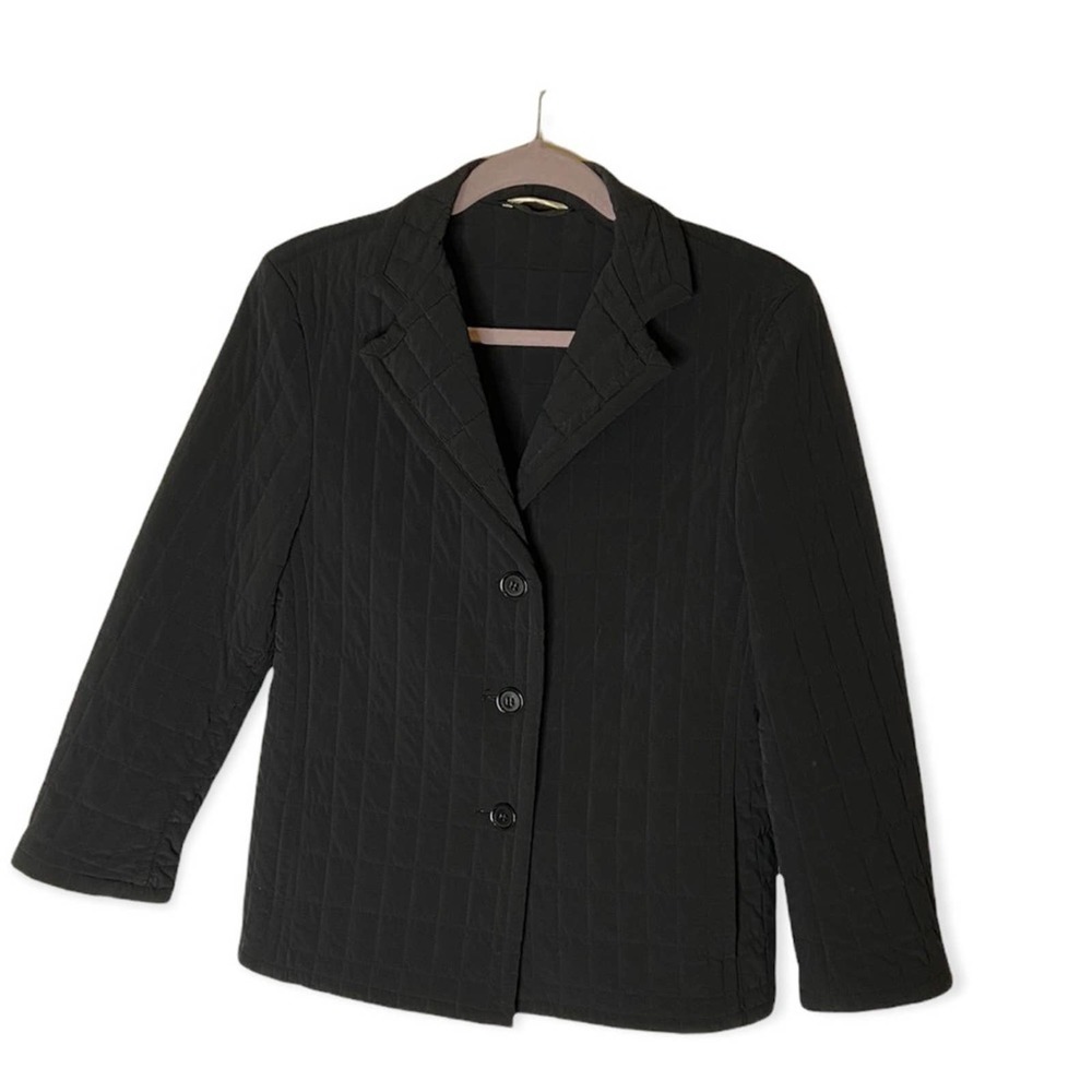 MaxMara 6 Womens Black Quilted 3 Button Puffer Long Sleeve Lined Casual Jacket